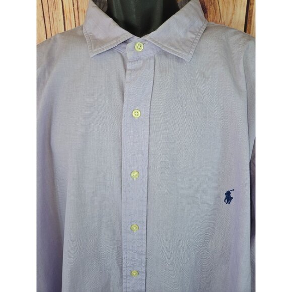 Polo Ralph Lauren Mens Classic Fit Long Sleeve Shirt 4XB Lavender Cotton - Picture 2 of 8